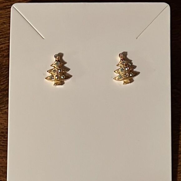 Bundle Sale 3 for $15 | Vintage Gold Tone Christmas Tree With Sparkle Earrings - Picture 6 of 9